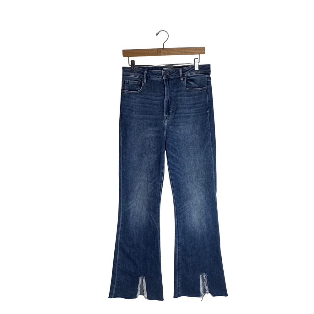 Hidden Jeans Women High Rise Flare Front Slit Hem Denim Blue Size 30